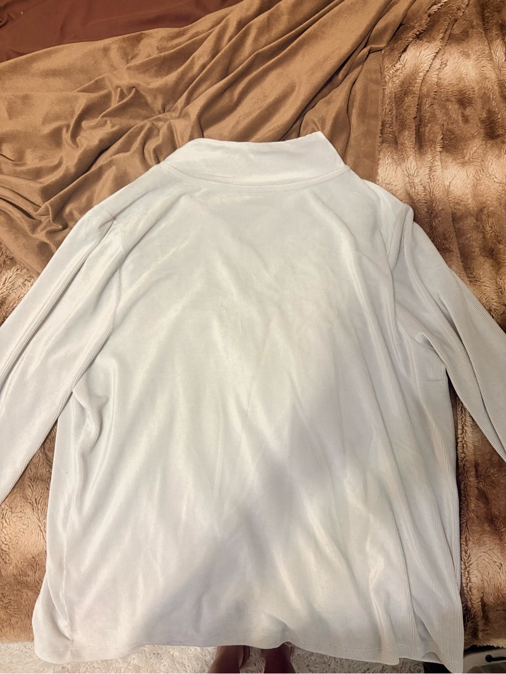 AnyBody Cream Ribbed Quarter-Zip Pullover - Picture 2 of 3